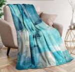 Teal Grey Throw Blanket Turquo... - Image 2